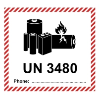 Transportaufkleber UN 3480 Lithium Ionen Akkus 