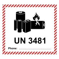 Transportaufkleber UN 3481 Lithium Ionen Akkus 